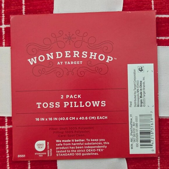 NWT - Wondershop at Target • 2-Pack Toss Pillows • Red Plaid • 16” x 16” - Picture 5 of 5
